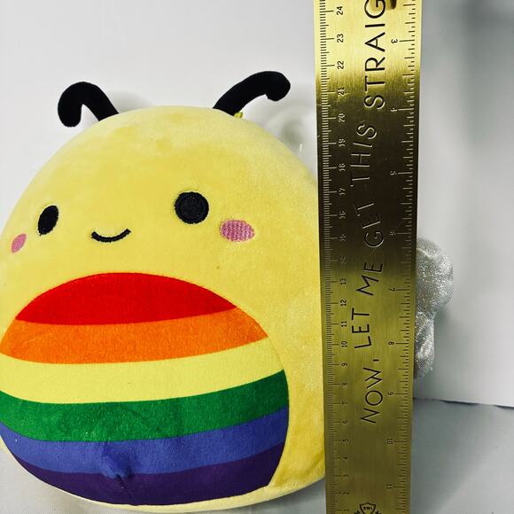 Squishmallows Happy Sunny Bee Pride Plush Yellow Rainbow Shiny Sweet Stuffie 8" - Picture 8 of 8